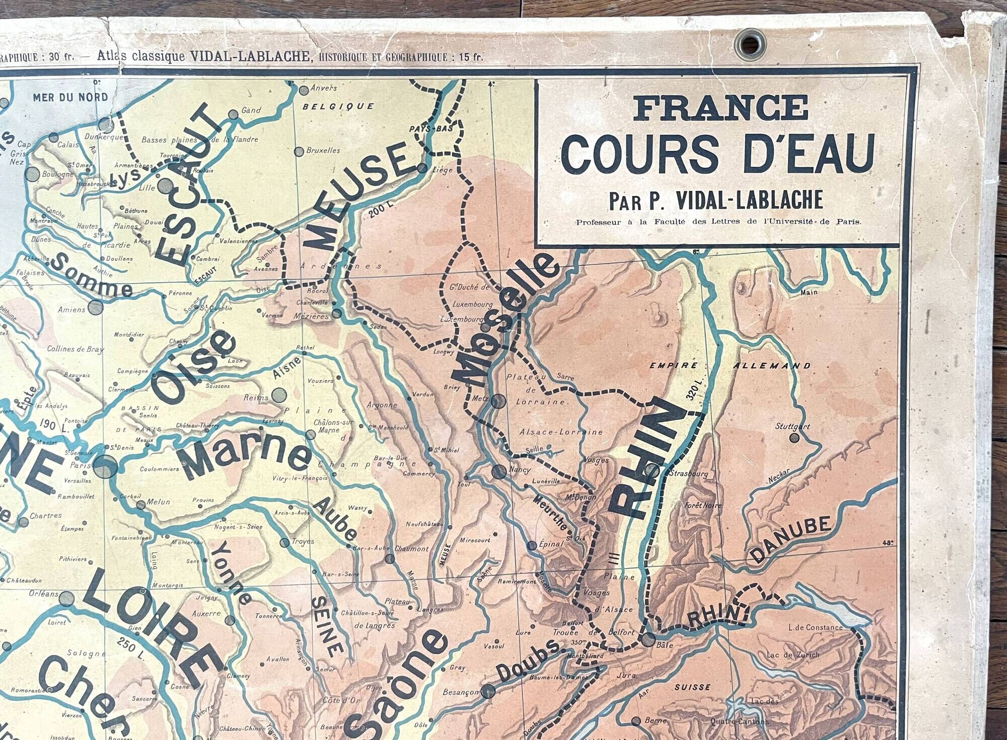 Old Vidal Lablache map 2, Mézières, T46, 1910 - France Watercourse