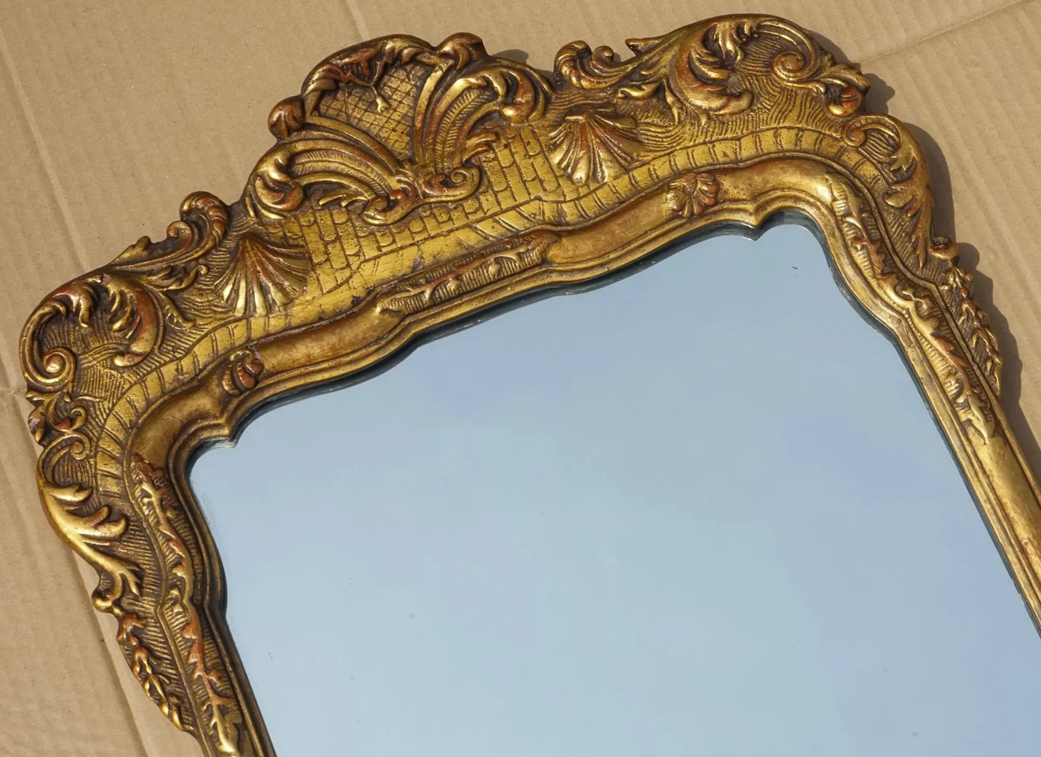 George III Chippendale Style Antique Gilded Wall Mirror