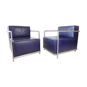 DEMA set of 2 Casper leather armchairs by N. Gerosa