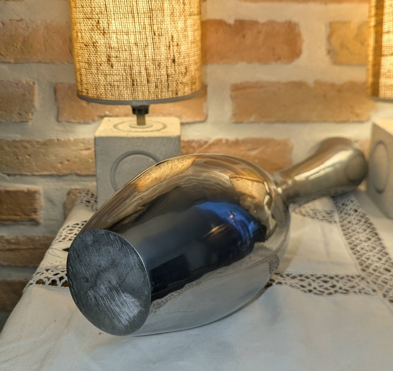 Important Aluminium Vase Vintage Modernist Design Organic Shape