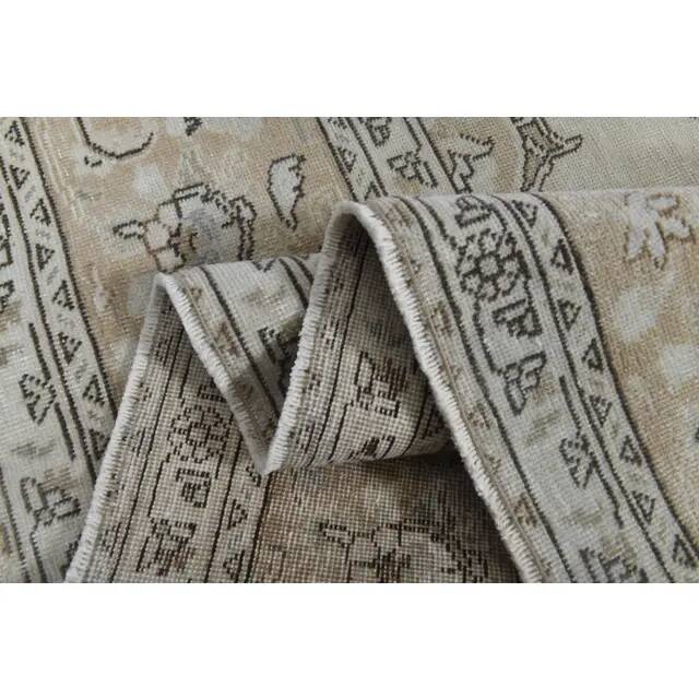 1970s Vintage Persian Handmade Wool Cotton Brown Beige Area Rug 289x381