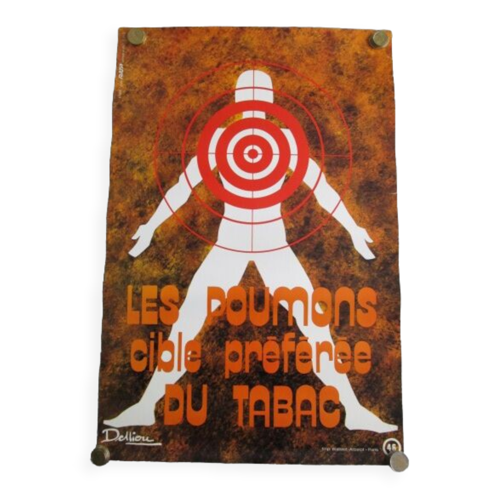 Affiche ratp ancienne delliou-contre le tabagisme-60x40