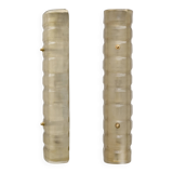 Pair of Murano Gold-Toned Frosted Glass and Brass Wall Sconces, Italy