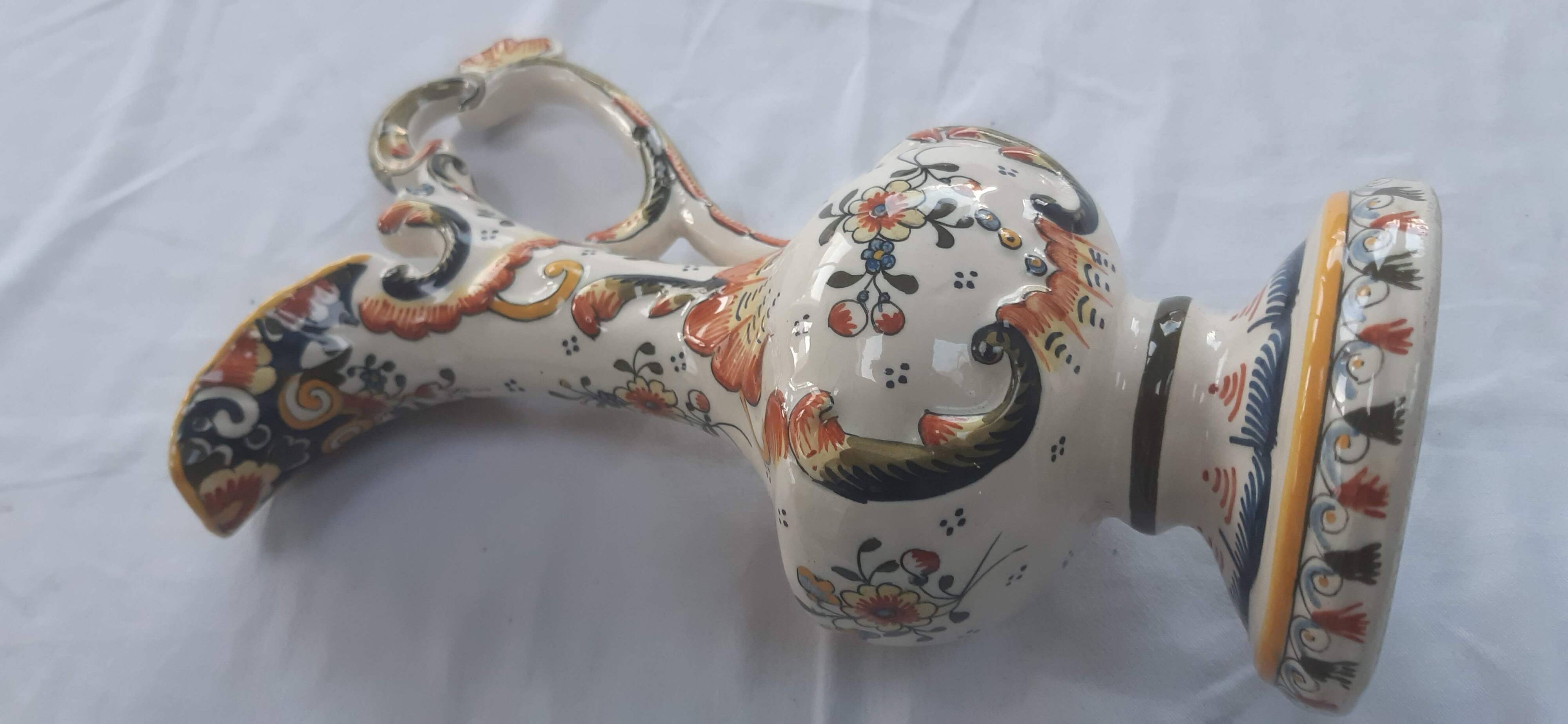 Earthenware ewer Rouen decor