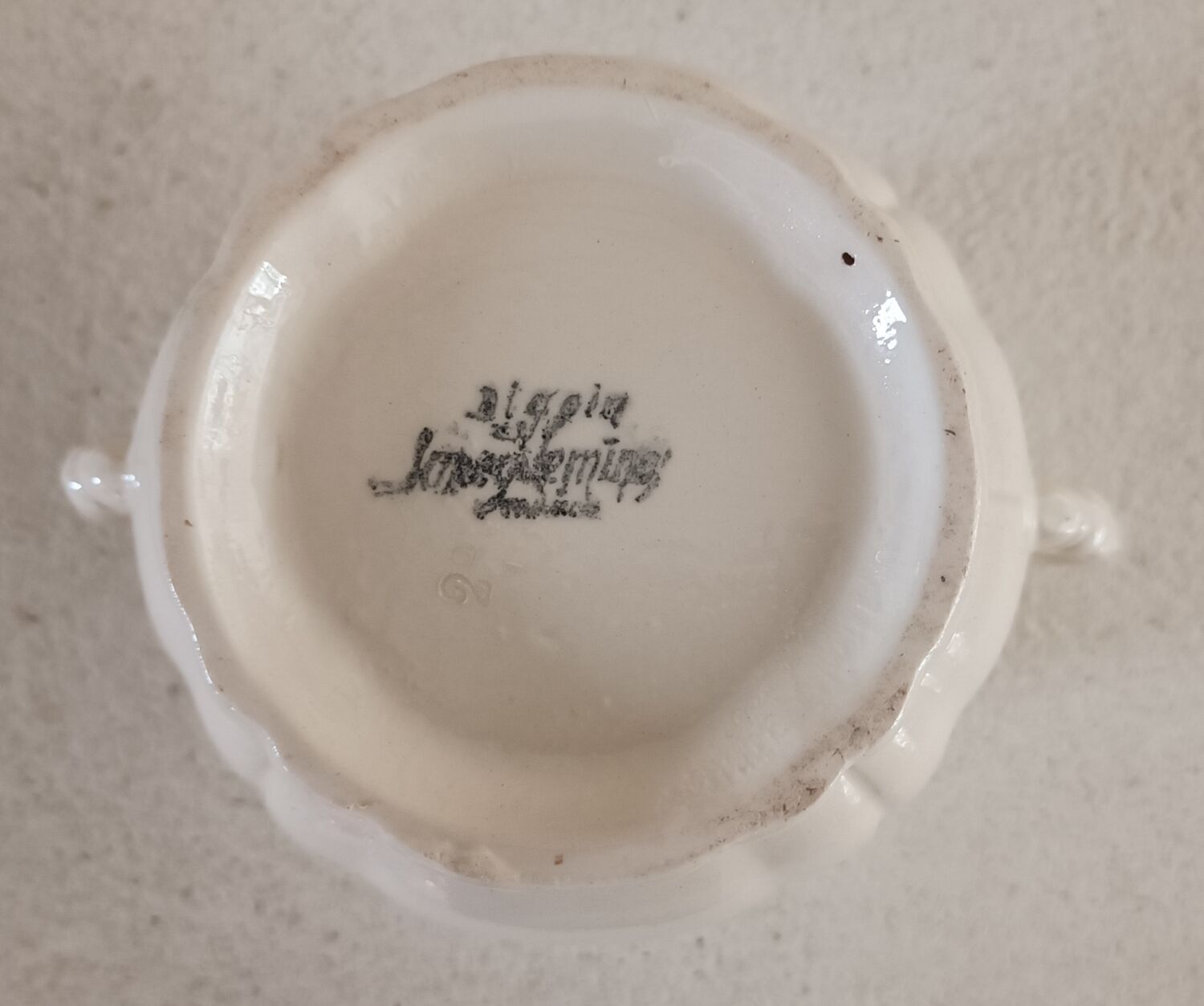 Sarreguemines ivory iron earth sugar bowl