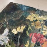 Bouquet, old fabric signed Rouban