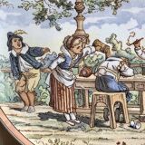 Ancien plat Sarreguemines UC enfants costumés
