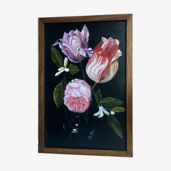 Oil on canvas: Tulips