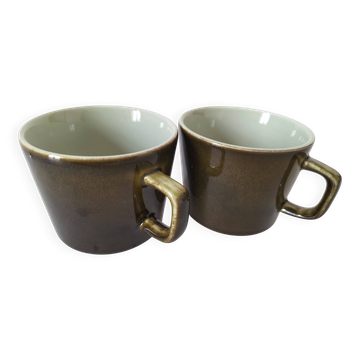 Vintage stackable coffee cup duo in stoneware – Japan ceramics 1970