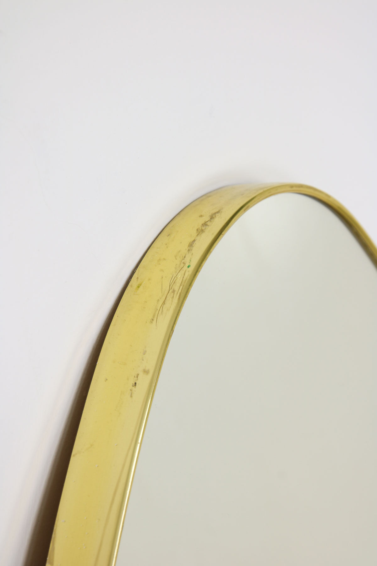 Vintage oval golden frame mirror, 70s
