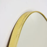 Vintage oval golden frame mirror, 70s