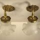 Pair of gooseneck sconces in brass and glass