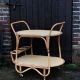 Vintage rattan service trolley