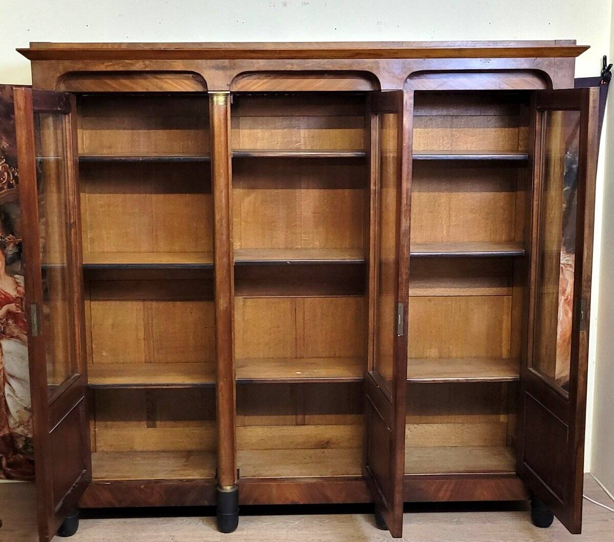Empire mahogany three-door bookcase circa 1880-1900