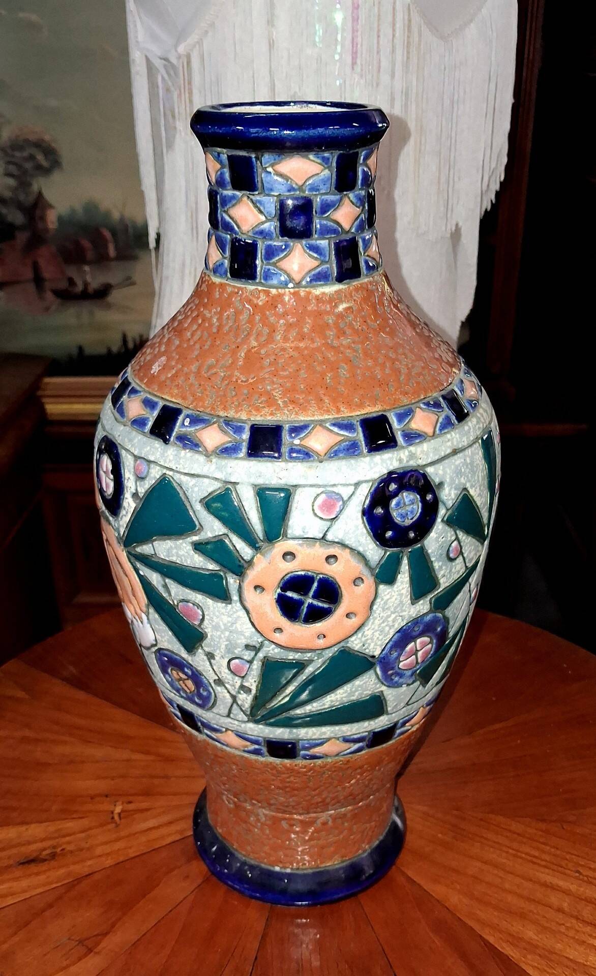 Glazed earthenware vase from the Art Deco period