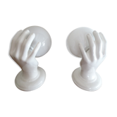 Paire d'appliques mains céramique - globe boule - vintage design 70's