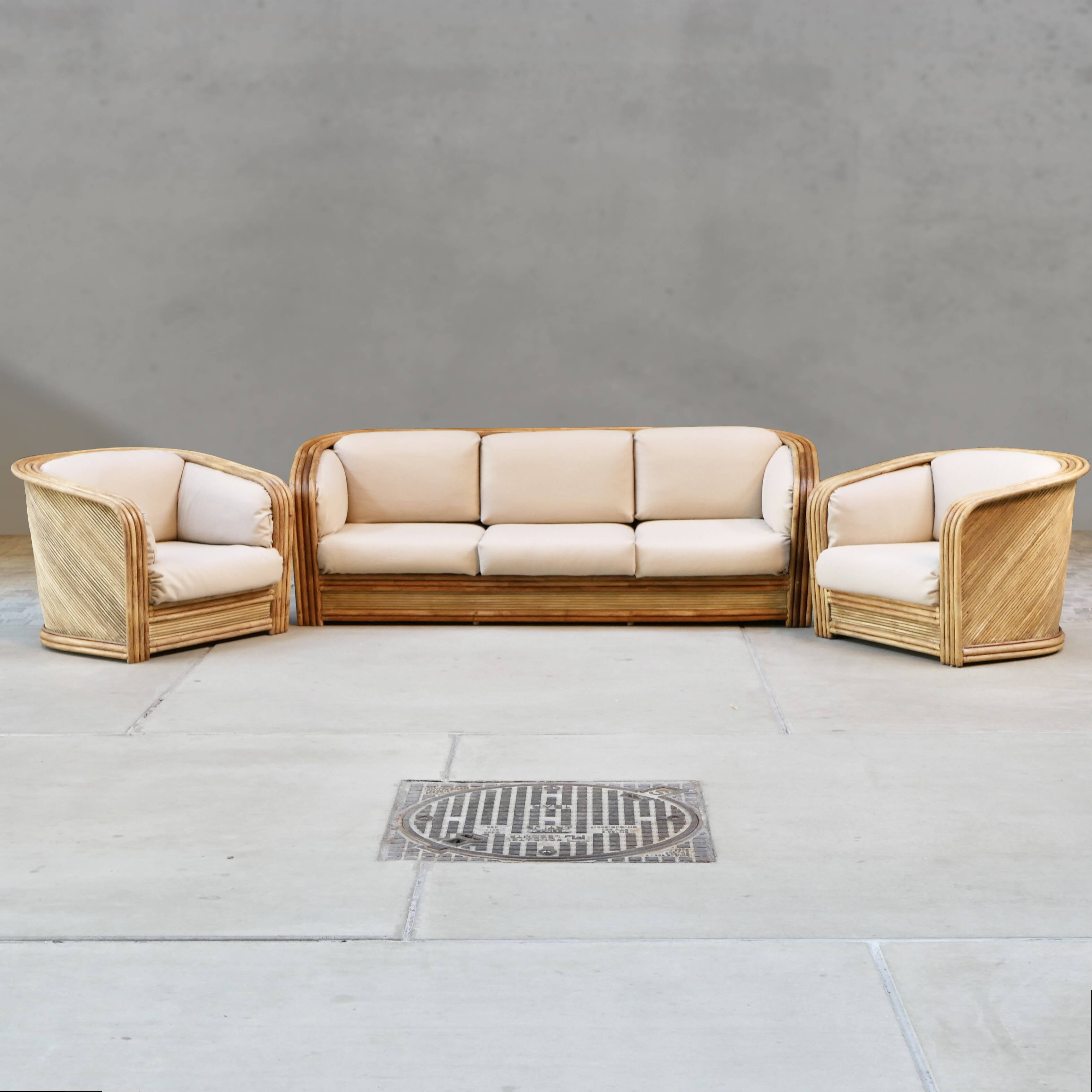 Maugrion rattan sofa for Roche Bobois, 1980s