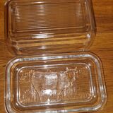 Vintage glass butter dish Pyrex Cow pattern