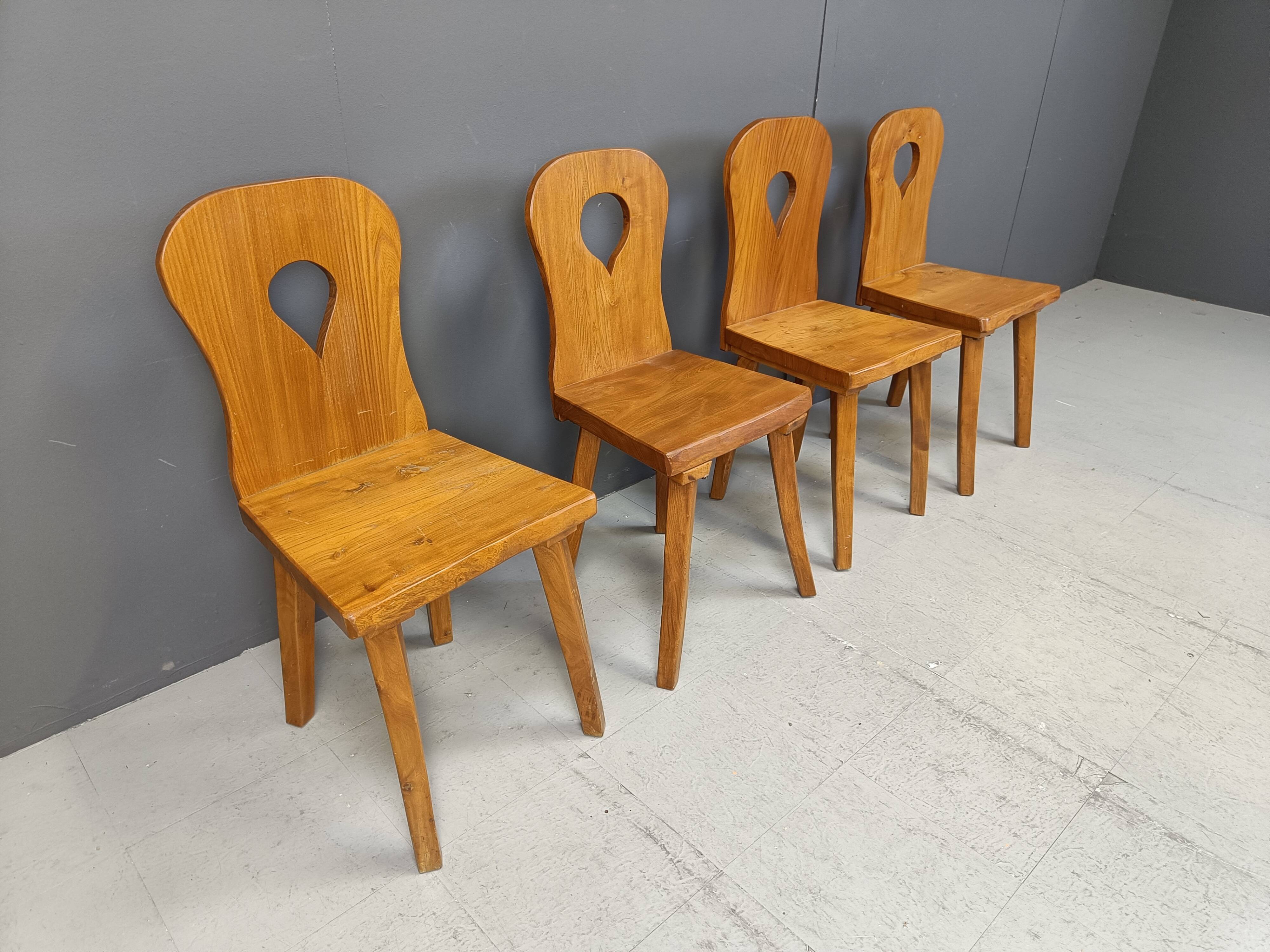 Vintage brutalist dining chairs set of 4 - 1960s