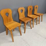 Vintage brutalist dining chairs set of 4 - 1960s