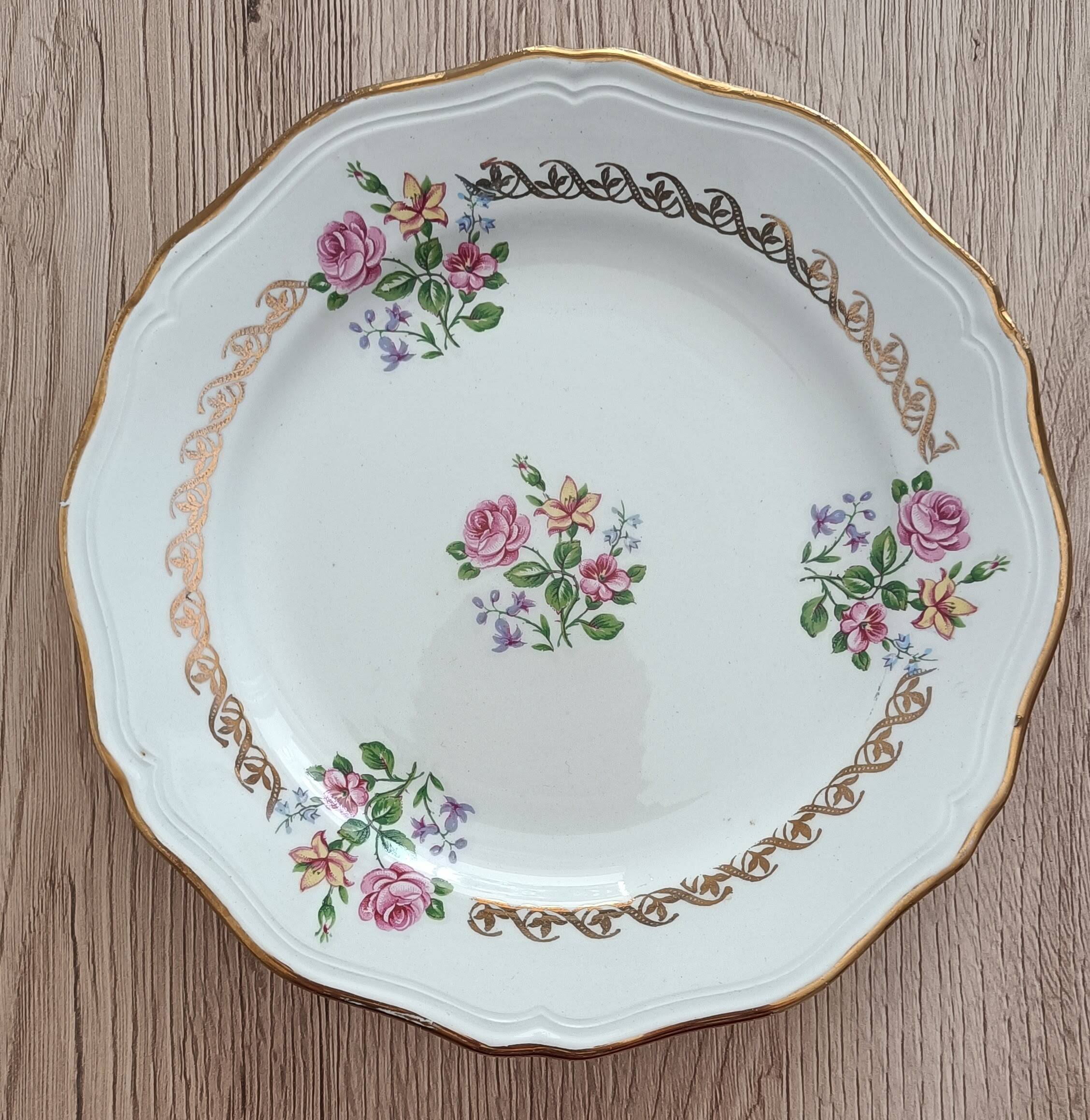 Set of flat dessert service and 6 plates l'Amandinoise St-Amand