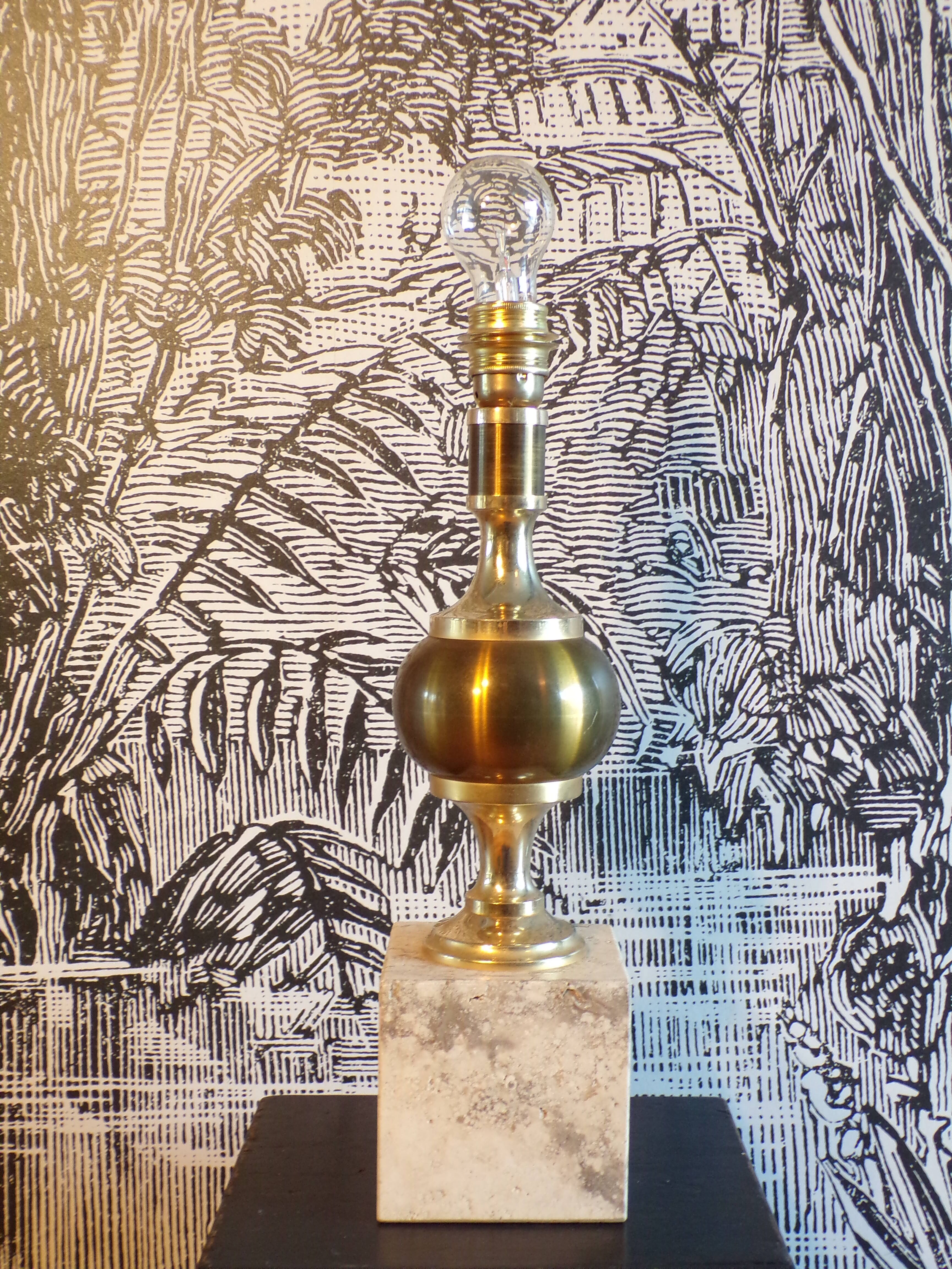 Travertine lamp foot and brass
