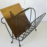 Porte-revues vintage / présentoir à disques en métal / kiosque à journaux des années 1960