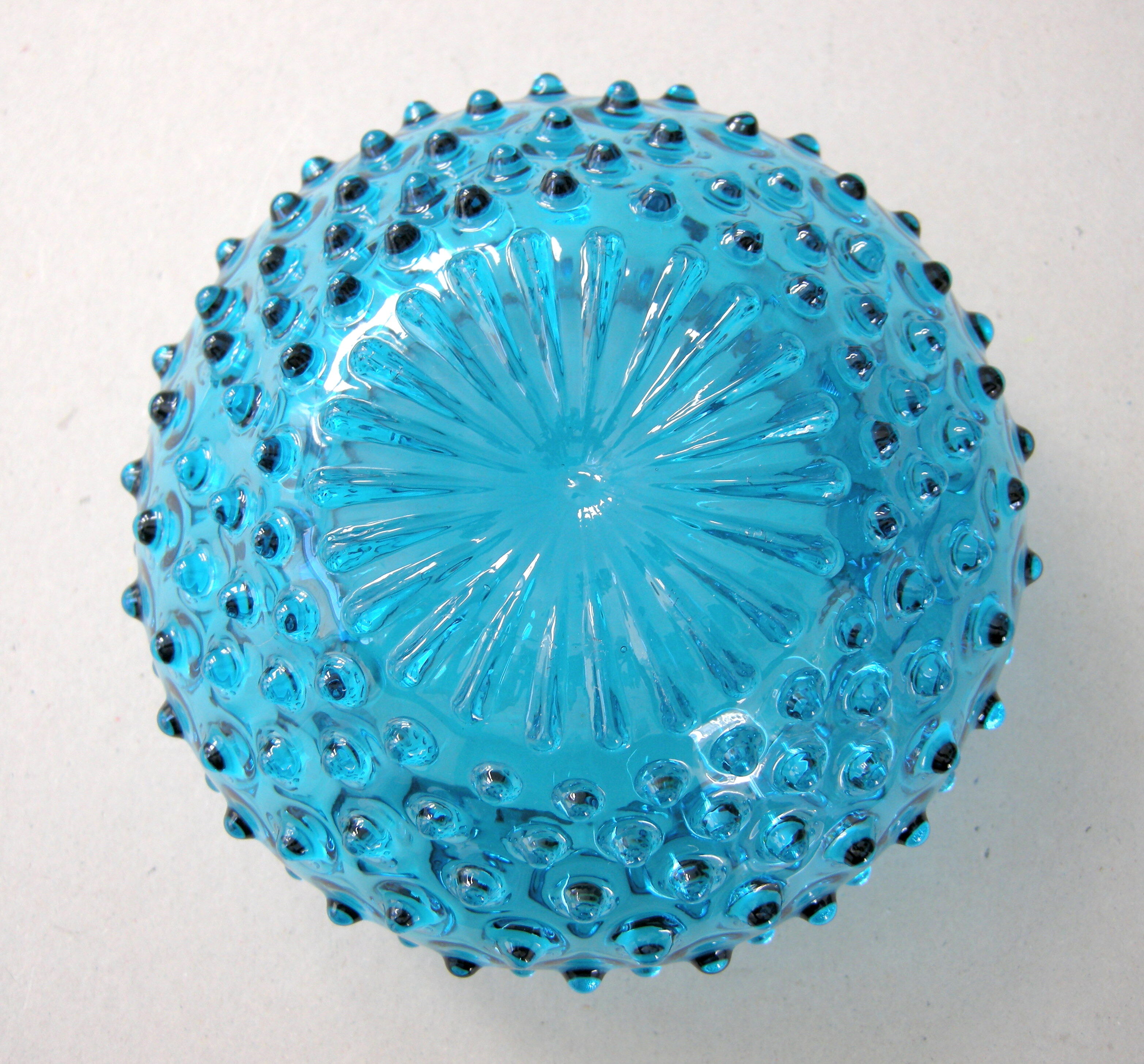 Vintage bubble vase in blue glass
