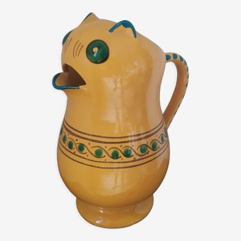 Provencal ceramic pitcher cat-shaped