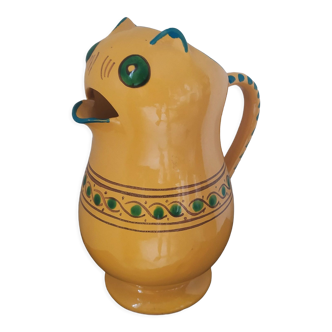 Provencal ceramic pitcher cat-shaped