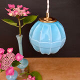 Vintage art deco globe pendant light in blue opaline