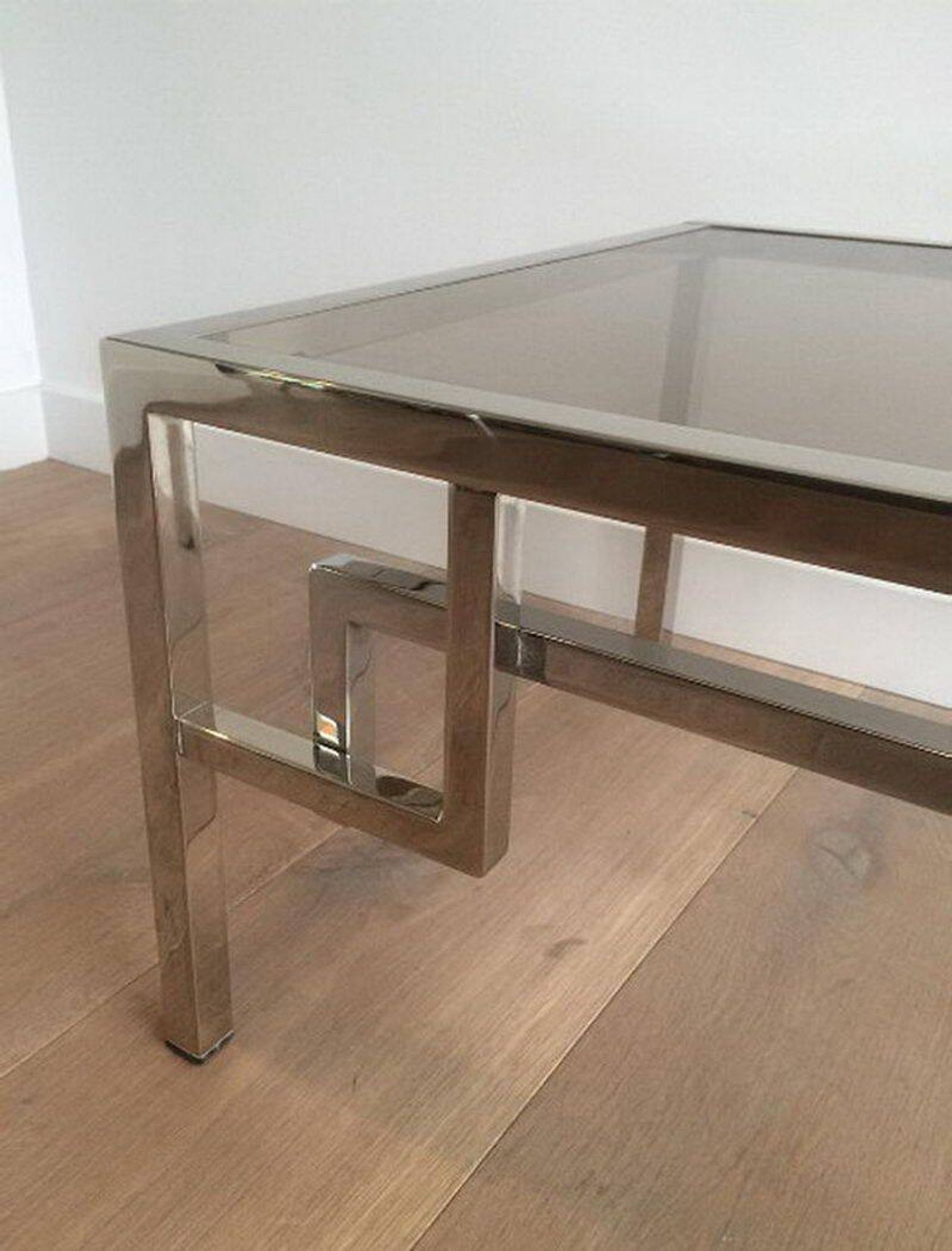 Pair of chrome designer side tables