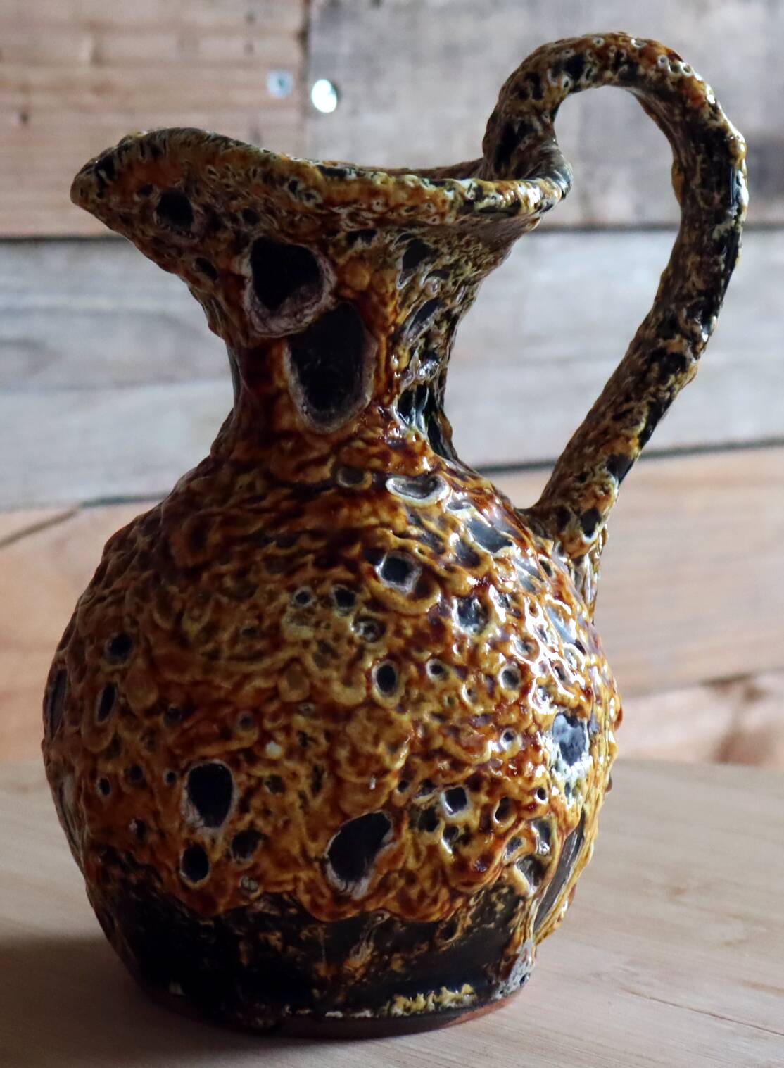 Art Ceramic Jug – Honey Glazes, Cyclops - Vallauris Style