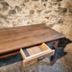 Table de ferme française ancienne en chêne avec deux tiroirs — XIXe siècle