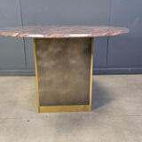 Vintage round granite and brass centre table by Belgochrom, 1970s