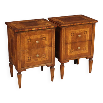 Pair of inlaid bedside tables in Louis XVI style