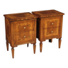 Pair of inlaid bedside tables in Louis XVI style