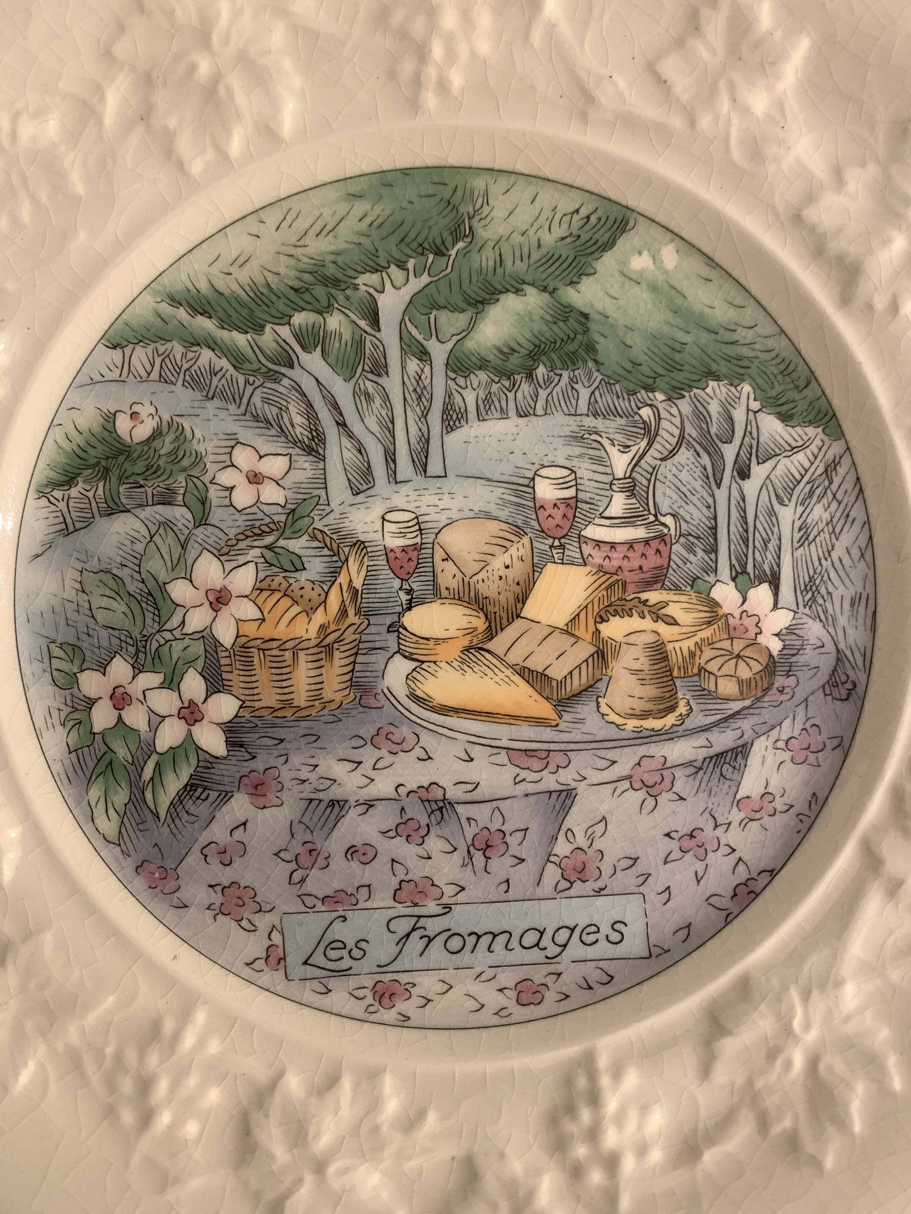 6 Gien cheese plates, Les Saveurs by Marie-Pierre Boitard