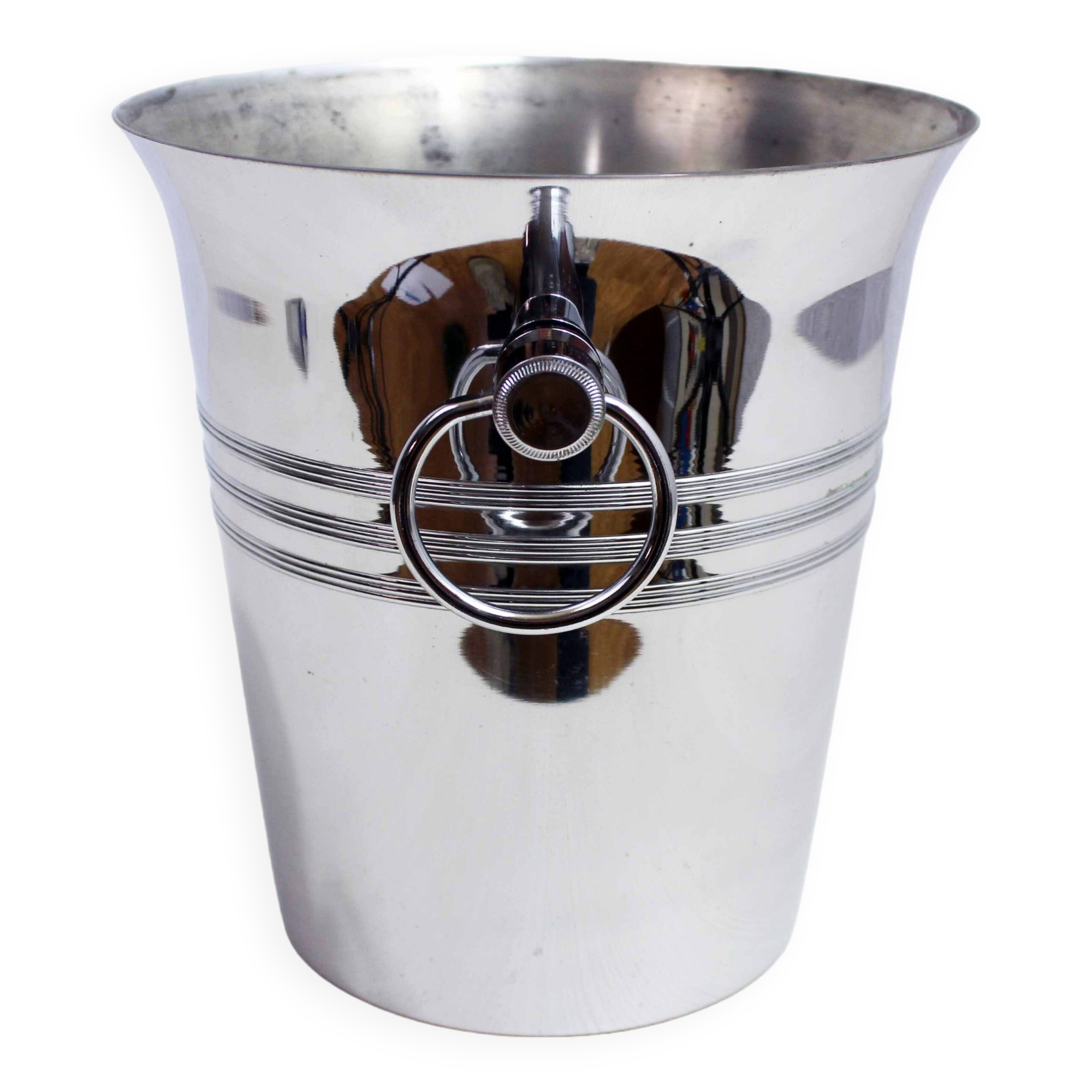 Stainless steel champagne bucket, France 1980