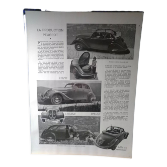 A double-sided plasticized advertisement from magazine 1938 Peugeot and Delahaye