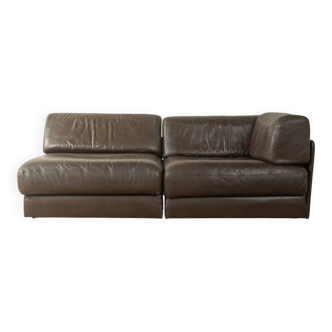 Canapé modulaire en cuir marron DS-76 par de Sede, années 1970