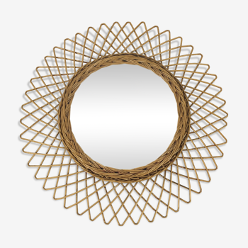 Vintage rattan sun mirror diameter 47cm