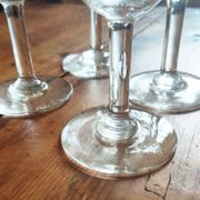 Set of chiseled stemmed glasses