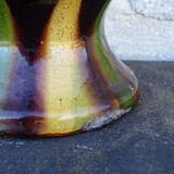 Pichet ou gargoulette ancienne française à glace verte et jaune