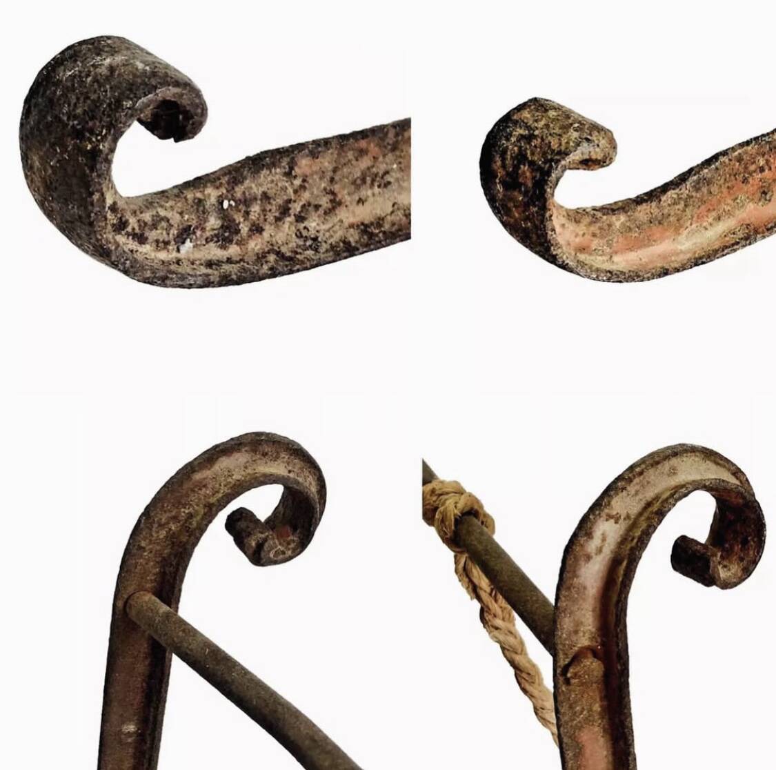 Old Alsatian wrought iron wood sled sled 19th century