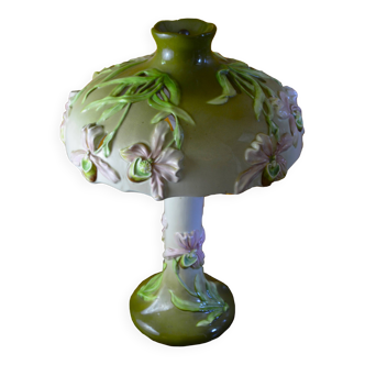 Lampe en céramique art nouveau - Italie - Orchidées roses