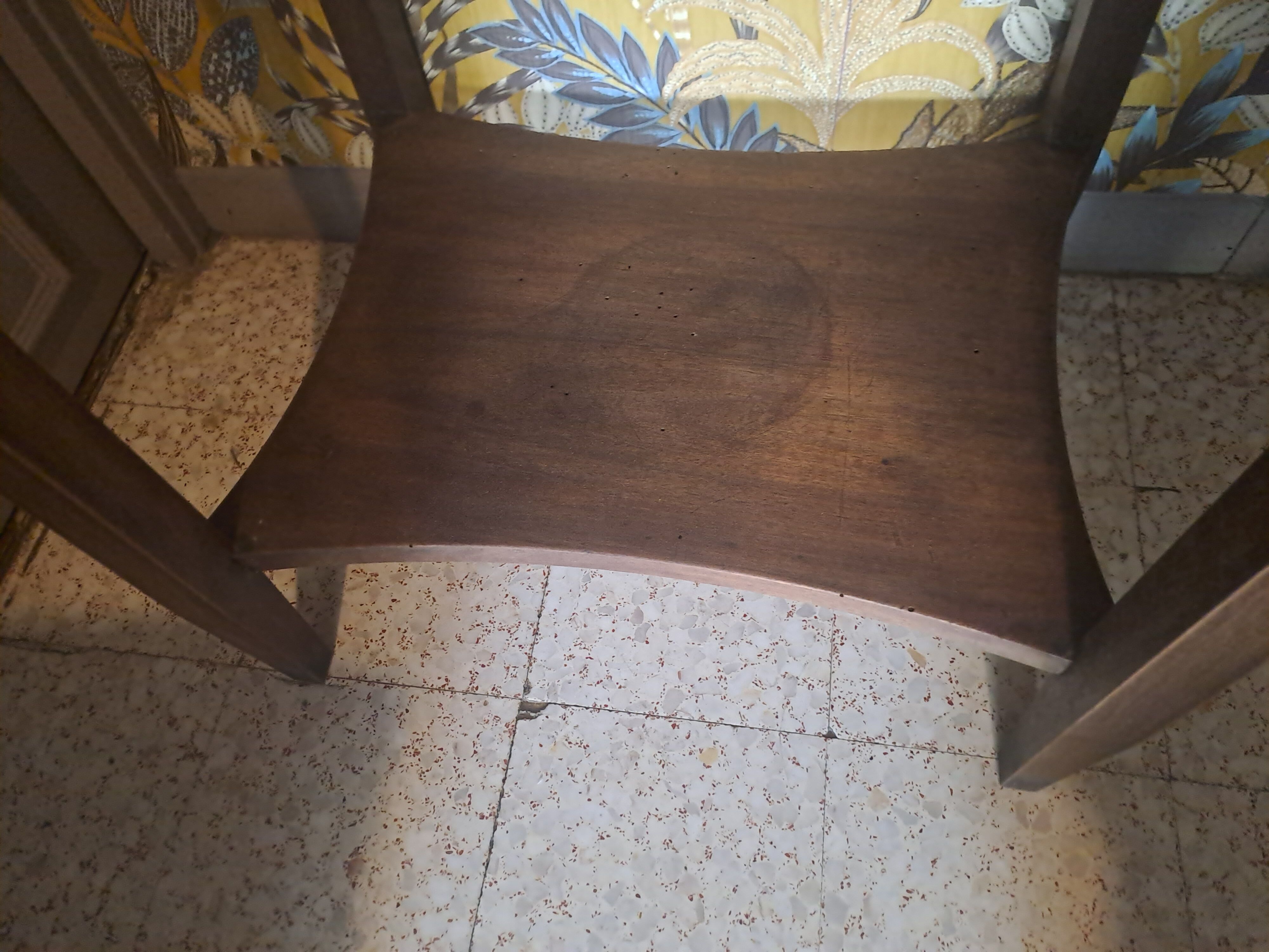 Vintage wood console side table with flap, Art Deco style