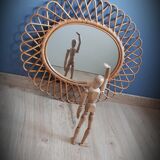 Old rattan oval mirror 58x50cm