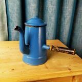 Chocolatière en tôle émaillée bleu