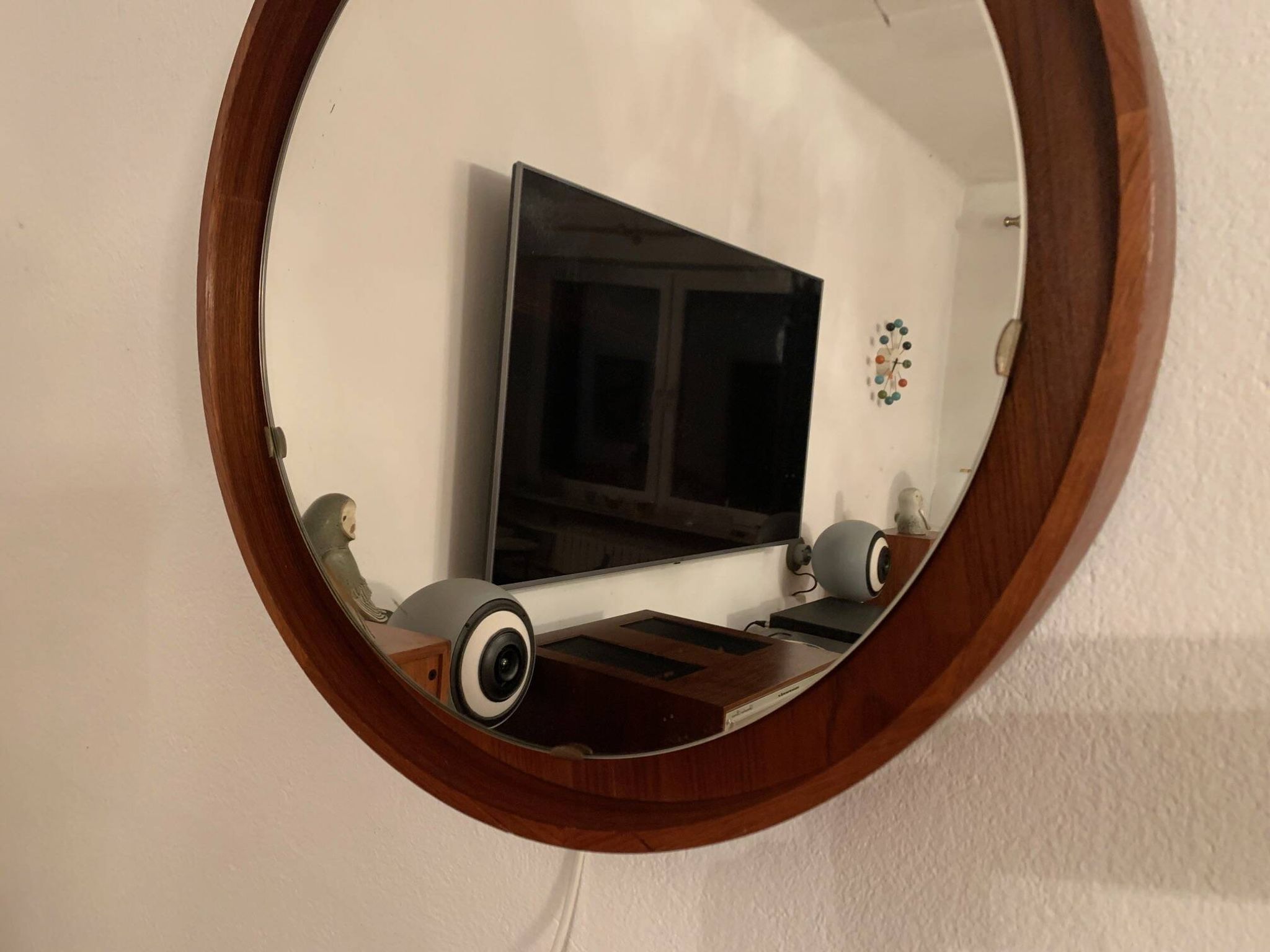Teak, illuminated mirror, Italy, 1960s